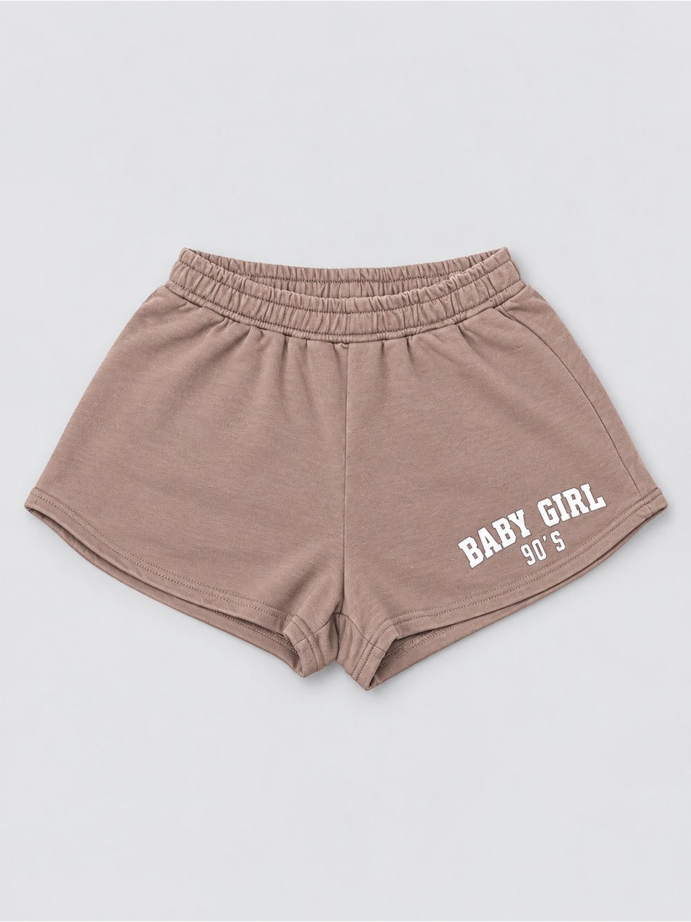 Baby Girl 90's Elastic Waist Cotton Shorts - Brown